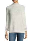 Lola Funnel-Neck Lace-Trim Sweater 