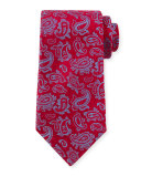 Paisley-Print Silk Tie, Red/Blue