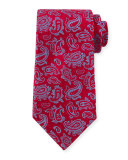 Paisley-Print Silk Tie, Red/Blue