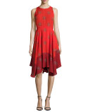 Elisa Sleeveless Printed Dress, Red Multi
