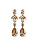 Bold Crystal Teardrop Clip-On Earrings, Golden