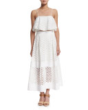 Geometric-Lace Ball Skirt, White