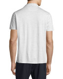 Mix-Stitch Short-Sleeve Polo Shirt, Heathered White