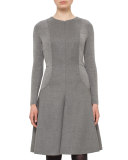 Long-Sleeve Fit-&-Flare Knit Dress, Cliff