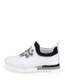 Rosas Embellished Runner Sneaker, White/Black