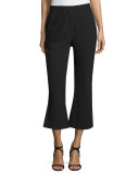 Paneled Flare-Leg Cropped Pants, Black