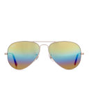 Standard Mirrored Iridescent Aviator Sunglasses, Gold