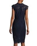 Suzette Floral Lace Sheath Dress, Navy