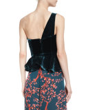 Romanova Velvet One-Shoulder Top, Green
