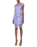 Short-Sleeve Floral Burnout Sheath Dress