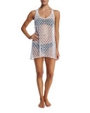 Honeycomb-Mesh Sleeveless Tunic Coverup