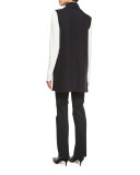 Boiled Wool Funnel-Neck Long Vest
