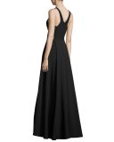Cutout Stretch Crepe High-Low Gown