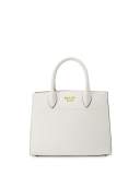 Bibliothèque Small Saffiano Tote Bag, White/Black (Bianco+Nero)