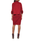 Bicolor Silk Sheath Dress, Berry/Mangosteen