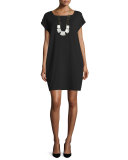 Short-Sleeve Square-Neck Shift Dress, Petite