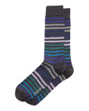 Mid-Calf Multi-Stripe Dress Socks, Gray
