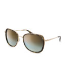 Tiegs Mirrored Square Sunglasses, Tortoise/Gold