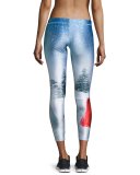 Snowman Cropped Performance Leggings