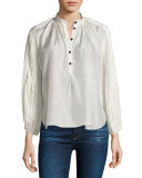 Bravo Pintuck-Sleeve Blouse, Cream
