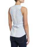 Sleeveless Poplin Wrap Top, Oxford