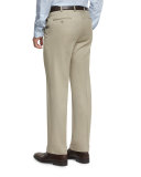 Phi Flat-Front Solid Wool Trousers, Tan