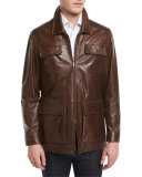 Vintage Lamb Leather Safari Jacket, Brown