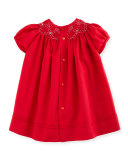 Smocked Twill Bishop Dress, Red, Size 3-24 Months