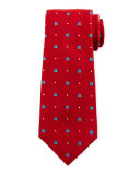 Neat Flower-Print Silk Tie