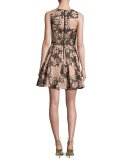 Willow Sleeveless Pleated Floral Jacquard Fit-and-Flare Dress, Multicolor