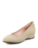 Felicity Stretch Fabric Envelope Wedge, Beige