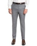 Classic-Fit Flannel Trousers, Light Gray