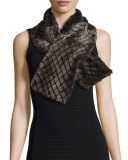 Croft Quilted Shearling Fur Scarf, Chocolate