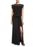 Bella Tie-Waist Maxi Skirt, Black