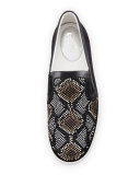 Leo Beaded Suede Slip-On Sneaker, Gray/Multi