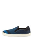 Copford Canvas Check & Leather Slip-On Sneaker, Blue/Black
