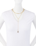 Amazonite & Druzy Long Layered Choker Necklace, Multi