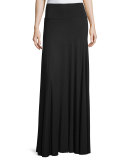 Long Full Stretch-Jersey Skirt, Black