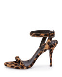 Atalya Leopard-Print Naked Sandal, Black/Natural Leopard
