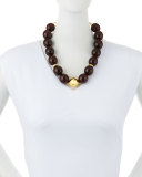 Red Horn Beaded Station Necklace, 17"