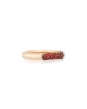 18K Rose Gold & Red Sapphire Ring with One Diamond, Size 6.75