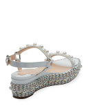 Cataconico Patent 60mm Wedge Red Sole Sandal, White