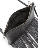 Jon Leather Fringe Crossbody Bag, Black
