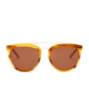 Volunteers Square Metal-Bridge Sunglasses, Tortoise/Gold
