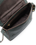 Cynnie Crocodile-Embossed Shoulder Bag, Bottle Green