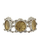 Silver and Bronze Coin Chain Bracelet