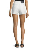 Branson Snap-Front Twill Shorts, White