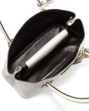 Mini Saffiano Cuir Tote Bag, White/Black (Talco+Nero)