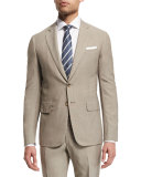 Narrow-Stripe Two-Piece Wool Suit, Khaki