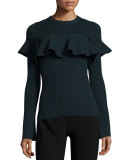 Los Alamos Ruffle-Trim Ribbed Top